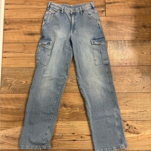 Light Wash Denim Cargo Jeans